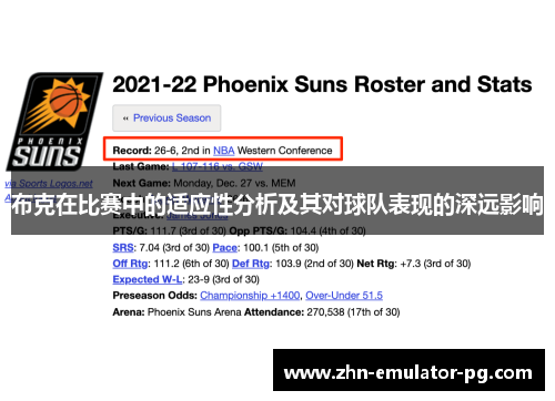布克在比赛中的适应性分析及其对球队表现的深远影响 布克在比赛中的适应性分析及其对球队表现的深远影响